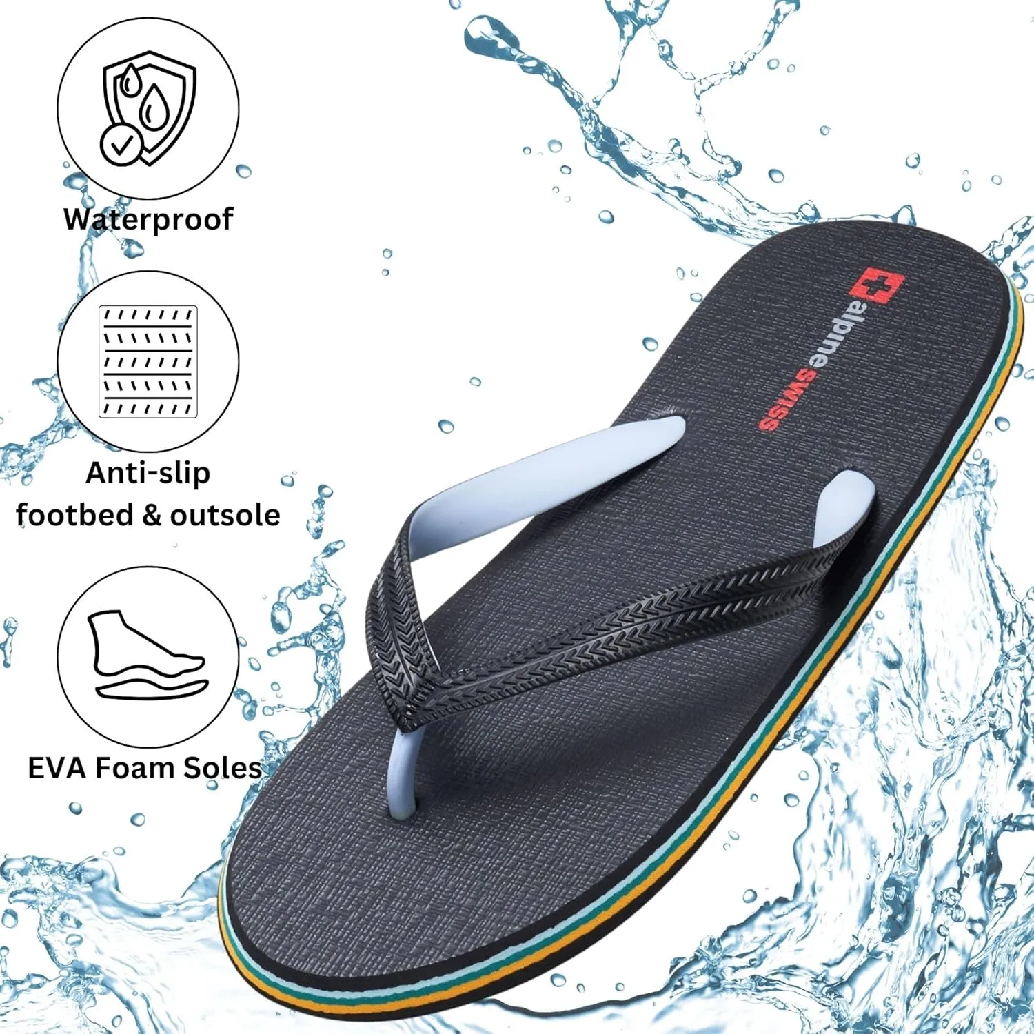 Alpine Swiss Men’s Flip Flops Lightweight EVA Sandals