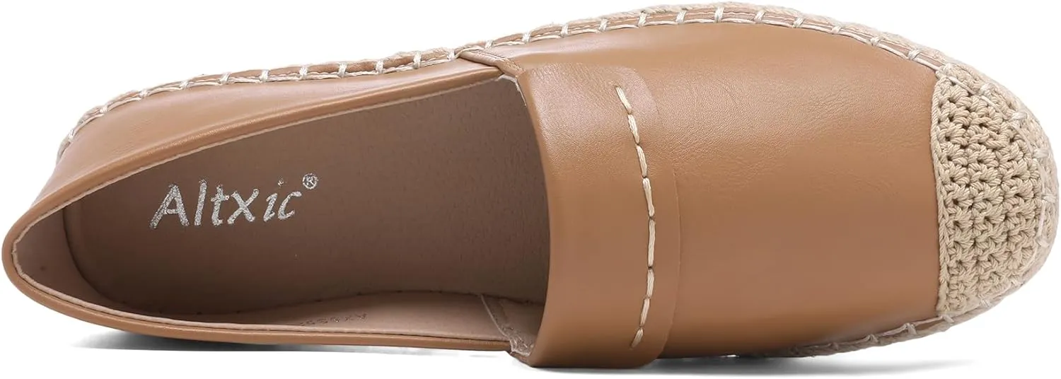 Altxic Women's Cap-Toe Classic Comfortable Slip on Lightweight Casual Espadrilles Loafer Flat