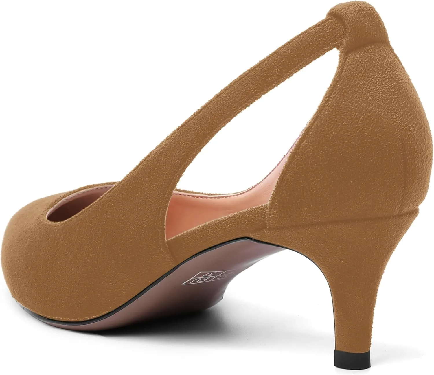 AMBELIGHT Womens Slip On Suede Pointed Toe Casual Office Kitten Low Heel Pumps Shoes 2 Inch
