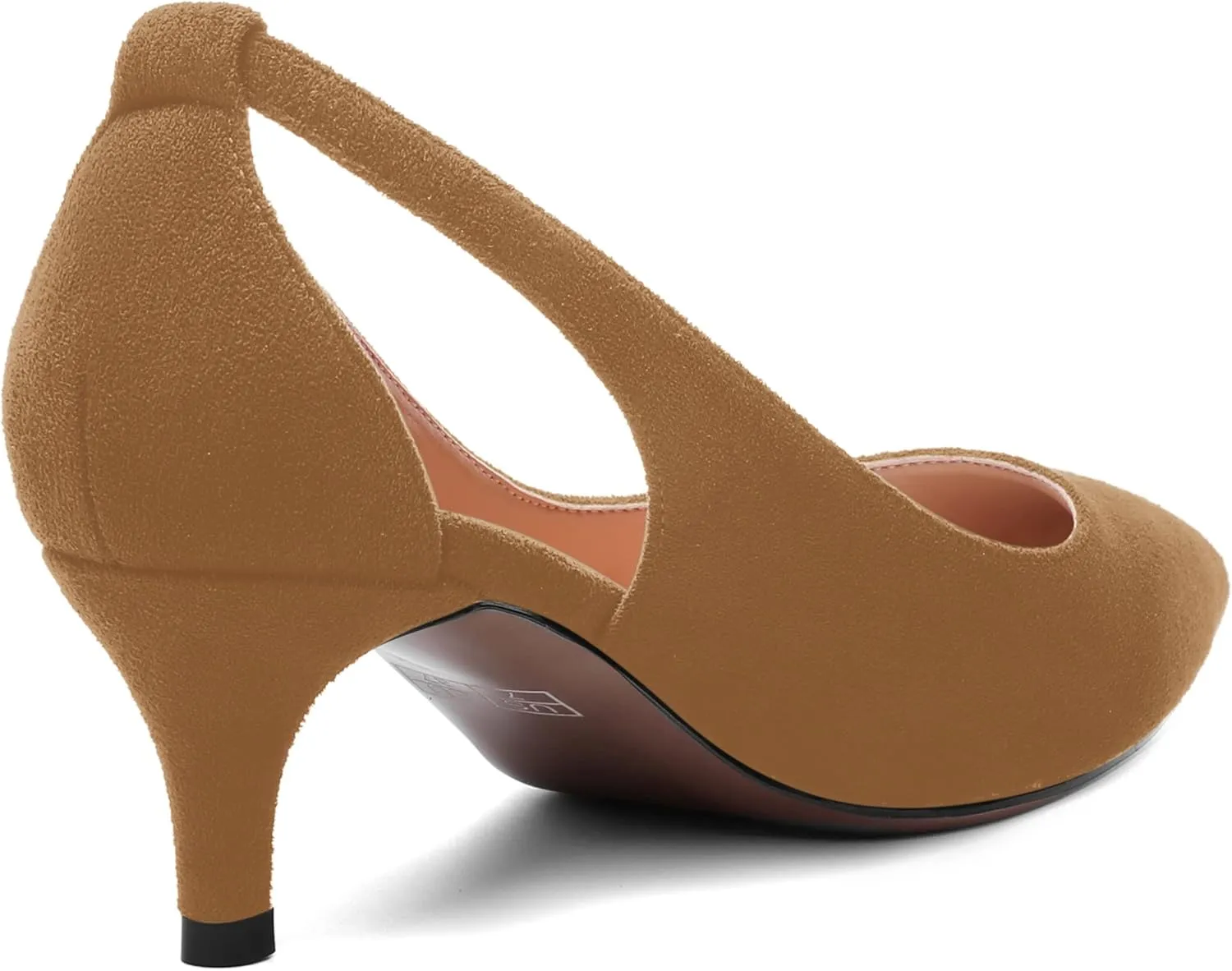 AMBELIGHT Womens Slip On Suede Pointed Toe Casual Office Kitten Low Heel Pumps Shoes 2 Inch