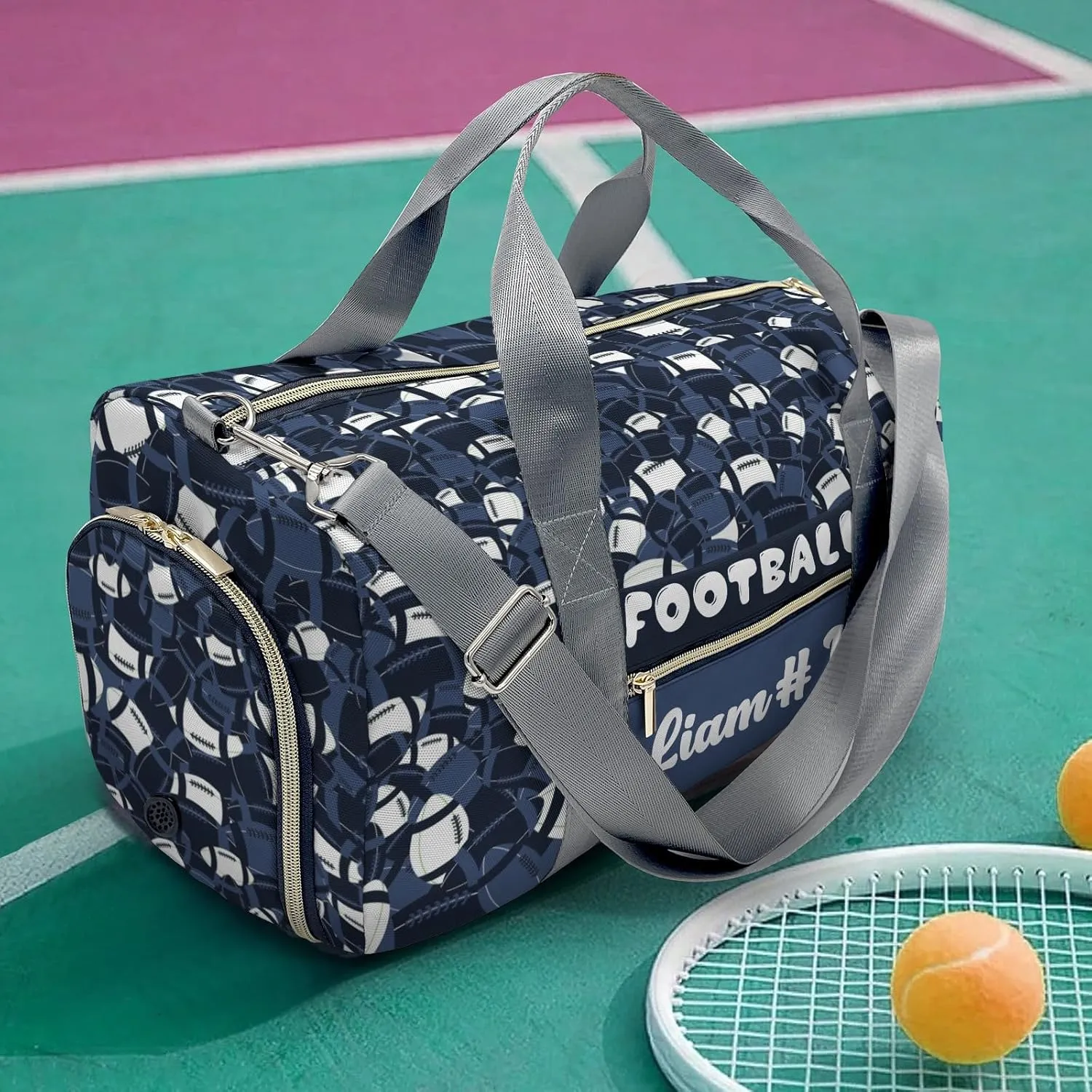 American Football Navy White Shoe Bag Travel Bag Duffel Bag Adjustable Shoulder Strap Perform Training for Women Men