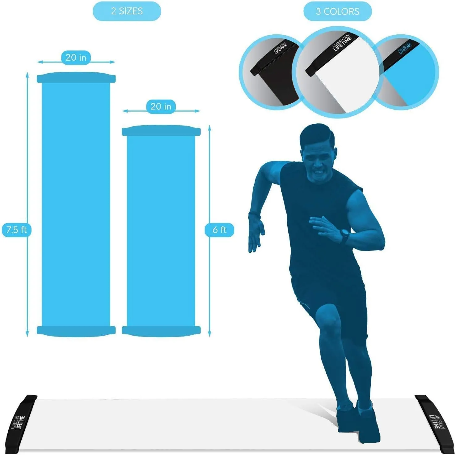 American Lifetime Slide Board - Workout Board for Fitness Training and Therapy with Shoe Booties and Carrying Bag Included