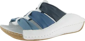 Andrea Conti Women's Mule Loafer Flat, White Blue Multi, 11