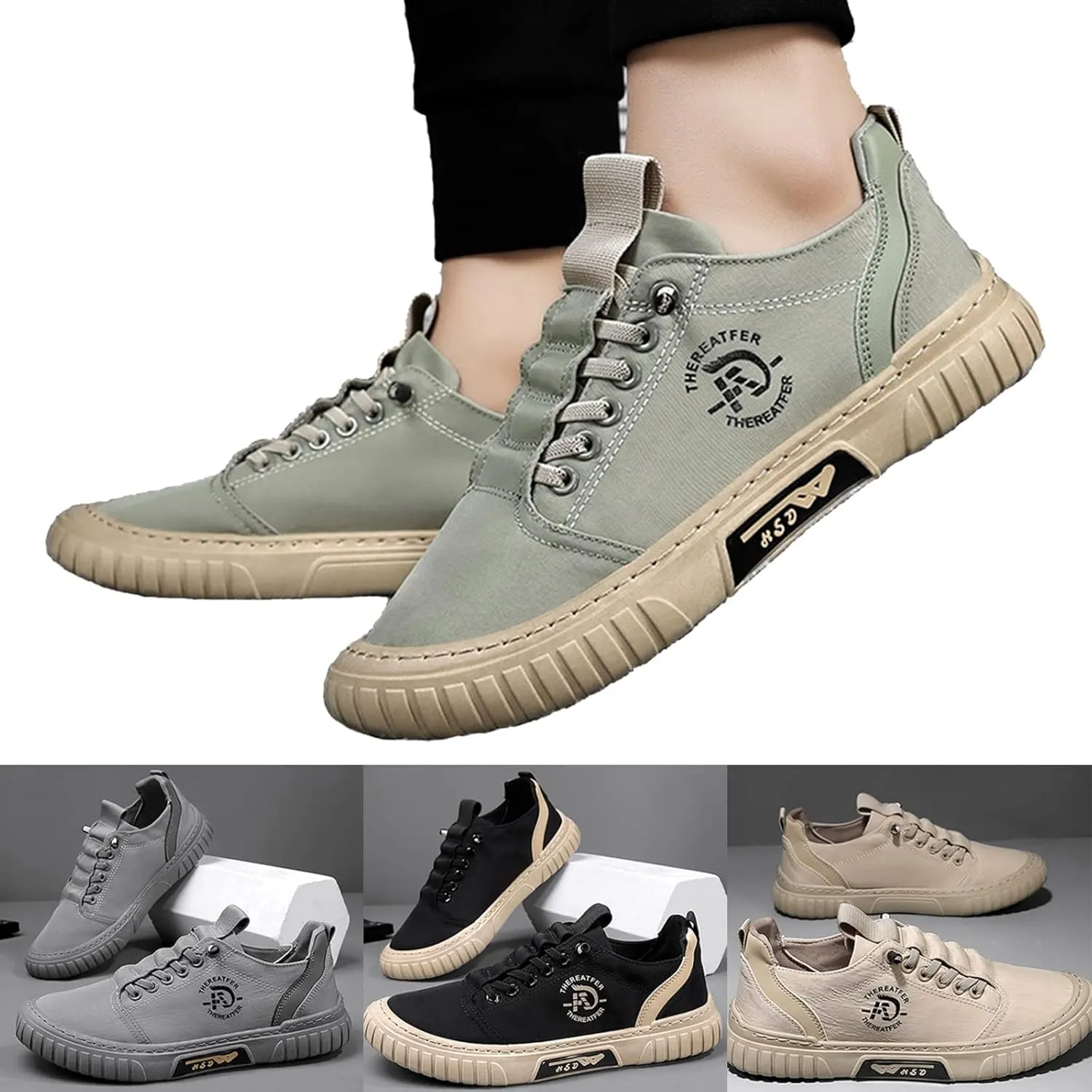 AngryMonkey Men's Outdoor Low Top Hopomart Sport Shoes, Non-Slip Lightweight Breathable Travel Casual Jogging Shoe