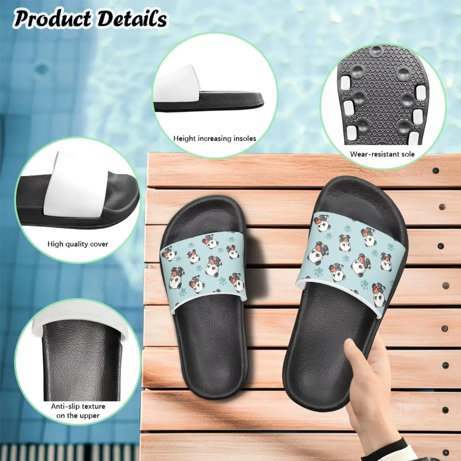 Animal Pattern Sandals House Slides Children's Cozy Pillow Slippers Soft Non-Slip for Beach Pool Bathroom