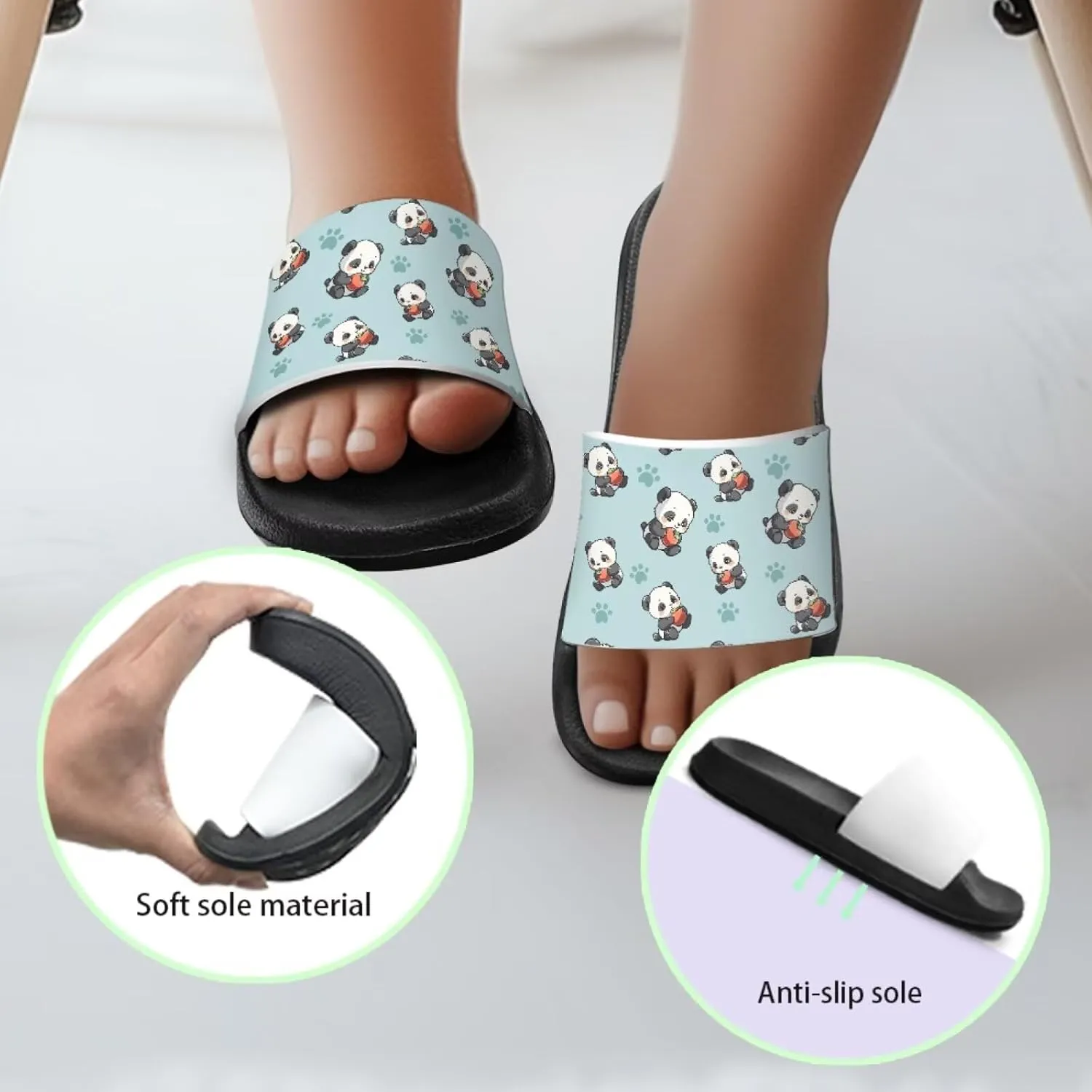 Animal Pattern Sandals House Slides Children's Cozy Pillow Slippers Soft Non-Slip for Beach Pool Bathroom