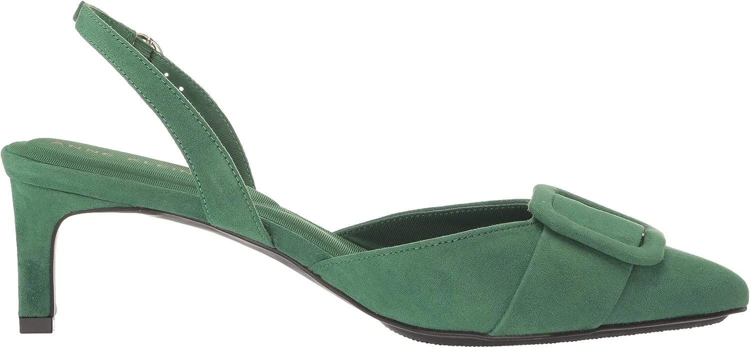 Anne Klein Womens Infinity Faux Suede Kitten Heel Slingback Heels