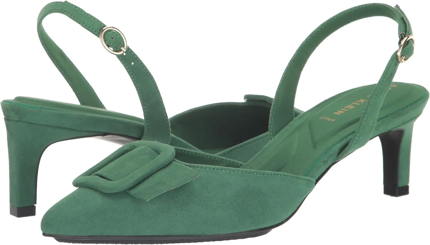 Anne Klein Womens Infinity Faux Suede Kitten Heel Slingback Heels