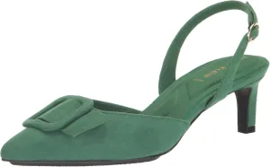 Anne Klein Womens Infinity Faux Suede Kitten Heel Slingback Heels