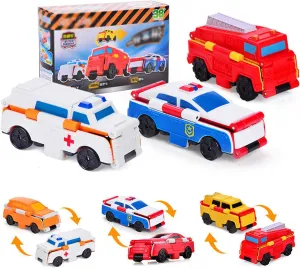 Anti-Reverse Car Toy Set, 2022 New Reverse Car Toy Set, Transforming Toys Car, Children's Creative Mini Transforming Car, 2-in-1 Flip Transformation Cars Toys Convert Two Forms in 3 Seconds (B)