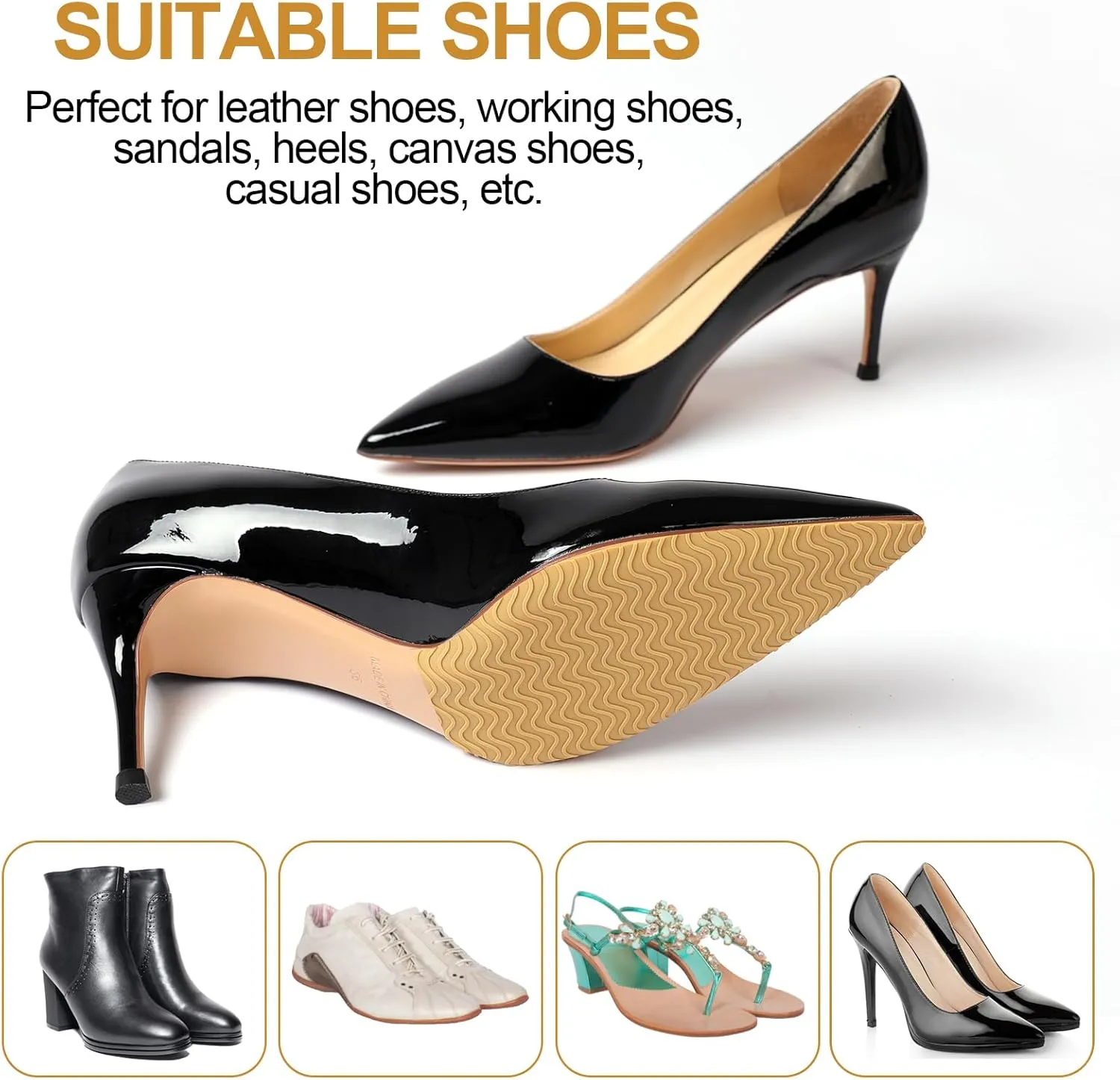 Anti-Slip Shoe Grips Pads, Silicone High Heel Insole Protectors, Beige, 2 Pairs, Women's High Heel Wearers