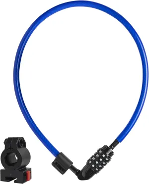 Anti-Theft Security Cable Lock, Blue, 2ft, Combination Lock, Weather Resistant, Portable