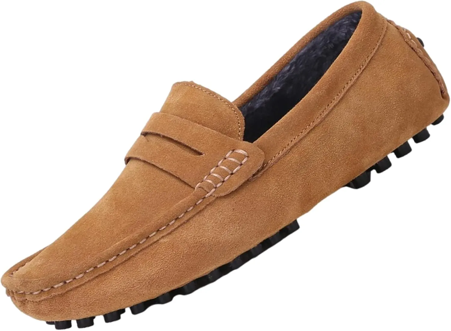 ANUFER Men's Suede Leather Penny Loafers Comfort Driving Shoes Moccasin Slippers