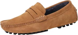 ANUFER Men's Suede Leather Penny Loafers Comfort Driving Shoes Moccasin Slippers