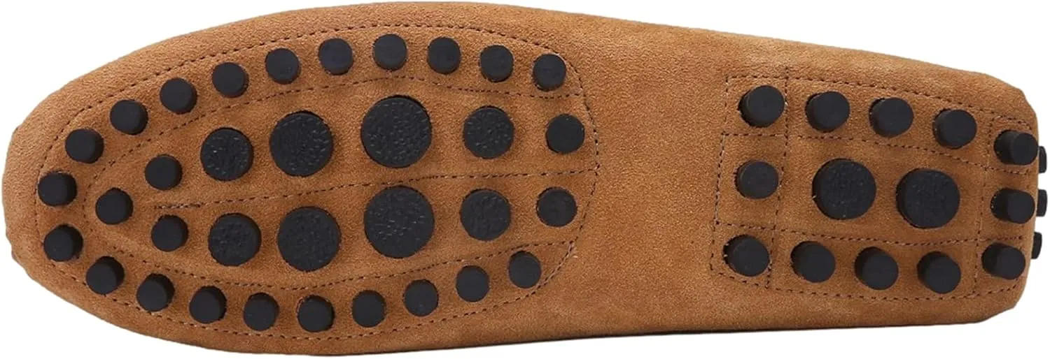 ANUFER Men's Suede Leather Penny Loafers Comfort Driving Shoes Moccasin Slippers