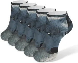 Arctic Wolf Ankle No Show Socks Soft Loafer Socks Low Cut Non Slip Flat Sock 5 PC