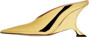 Arqa Metallic Leather Heeled Mules for Women Pointed Toe Wedge Heel Slide Sandals Slip-on Mule Heels Dressy Pumps