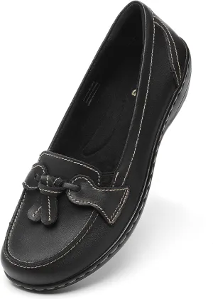 Artisure Women's Classic Comfort Leather Loafers Casual Slip-Ons Stylish Tassel Dress Shoes Cute Work Office Flats Everyday Walking Shoes