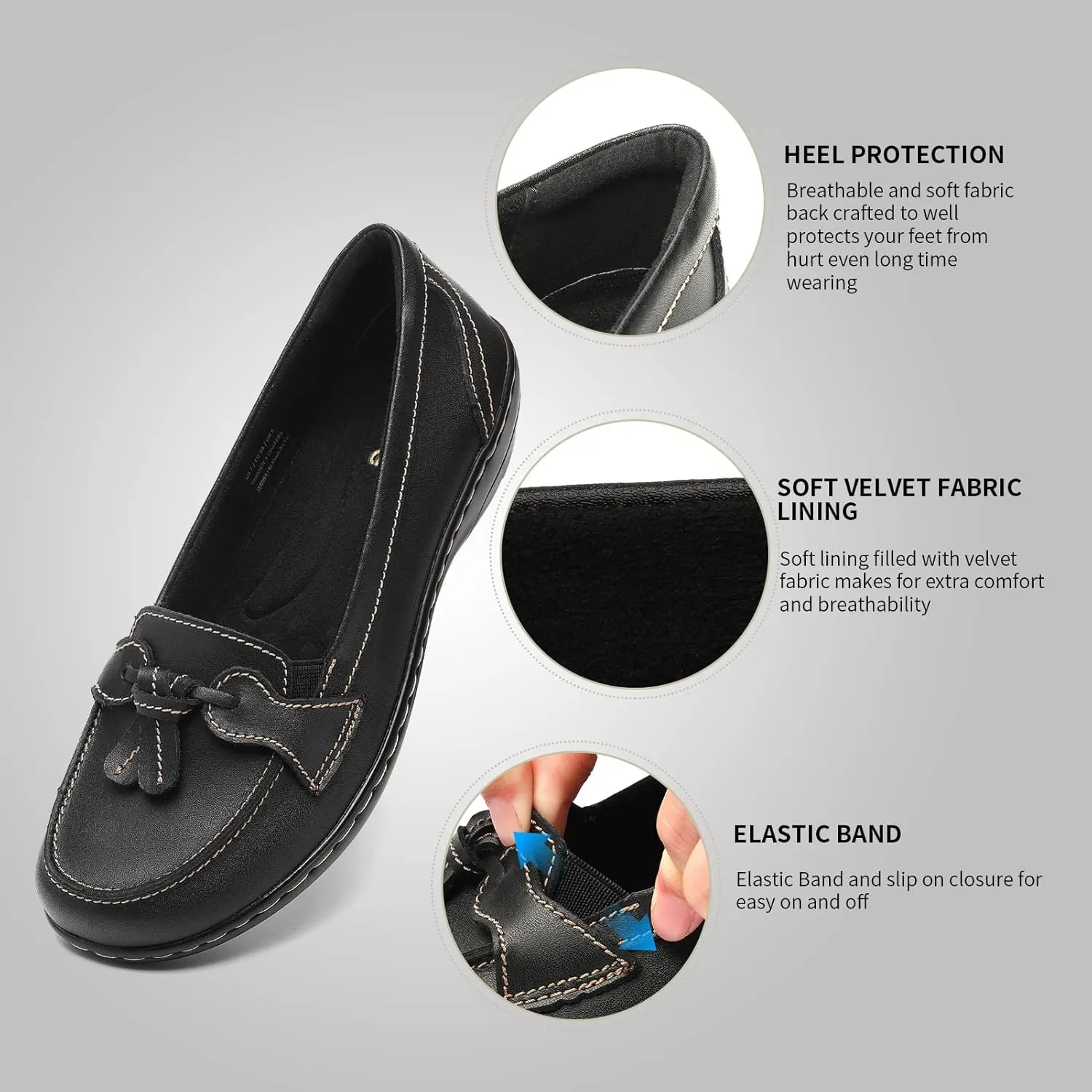 Artisure Women's Classic Comfort Leather Loafers Casual Slip-Ons Stylish Tassel Dress Shoes Cute Work Office Flats Everyday Walking Shoes