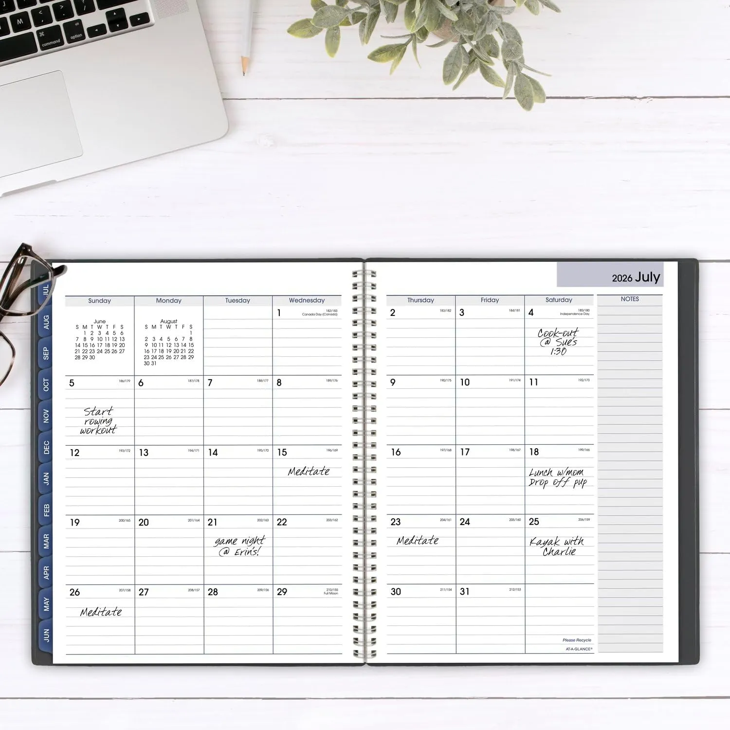 AT-A-GLANCE Planner 2025-2026 Academic, Weekly & Monthly, 8-1/2" x 11", Large, Monthly Tabs, Flexible Cover, DayMinder, Charcoal (AYC54545)