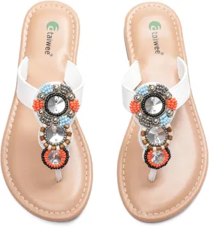 Ataiwee Women's Flat Slide Sandals - Ladies Casual Slip On Criss Cross Strap Summer Shoes.