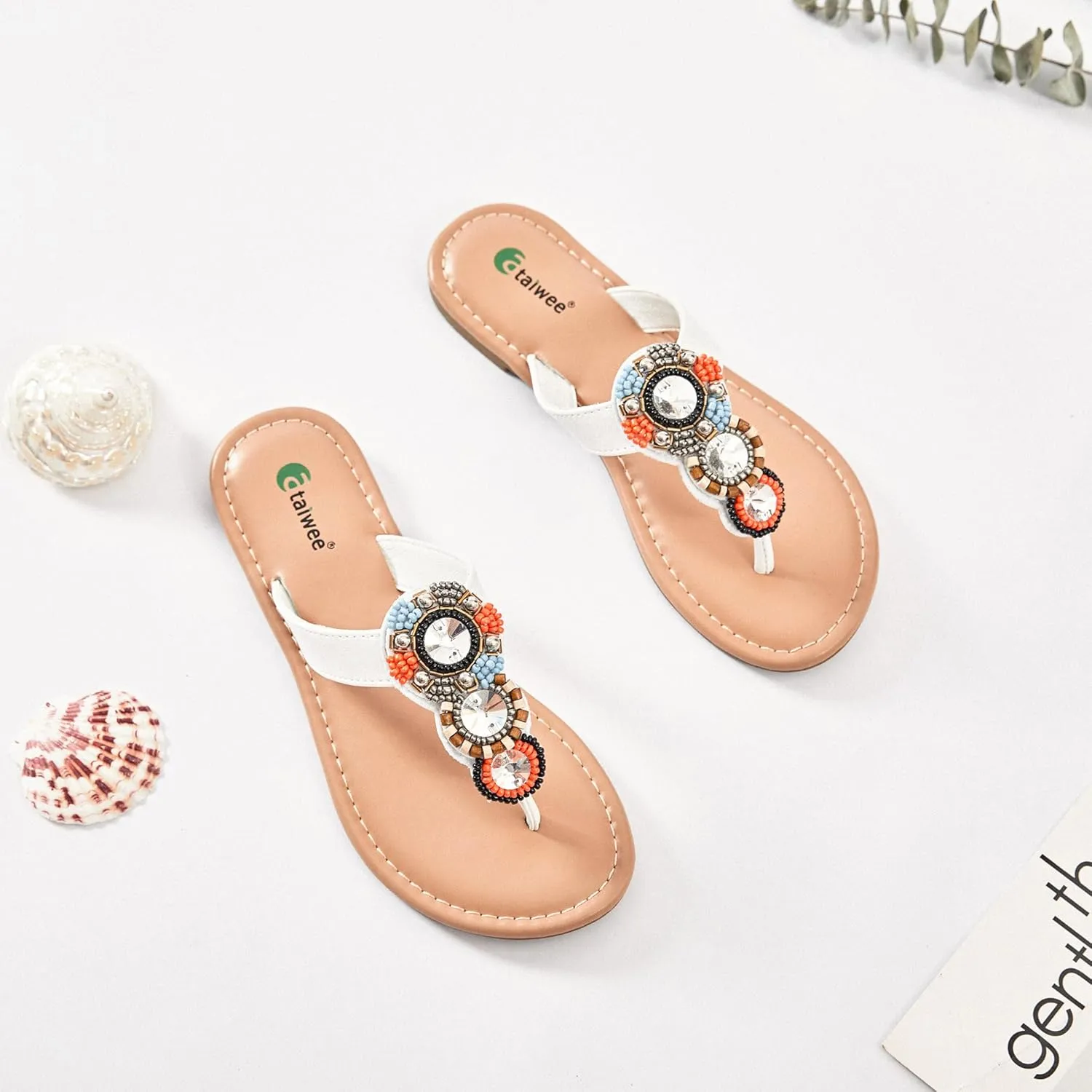 Ataiwee Women's Flat Slide Sandals - Ladies Casual Slip On Criss Cross Strap Summer Shoes.