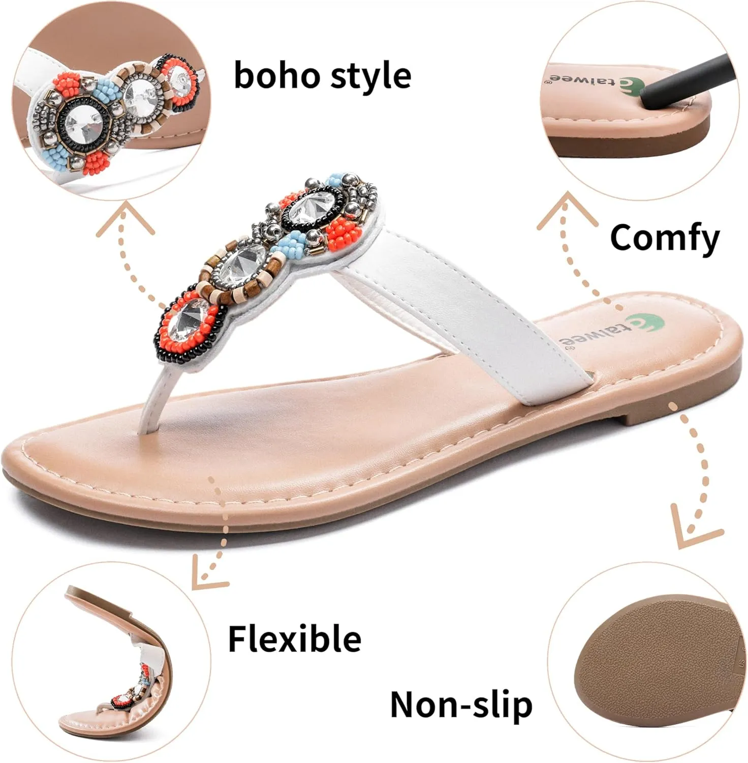 Ataiwee Women's Flat Slide Sandals - Ladies Casual Slip On Criss Cross Strap Summer Shoes.