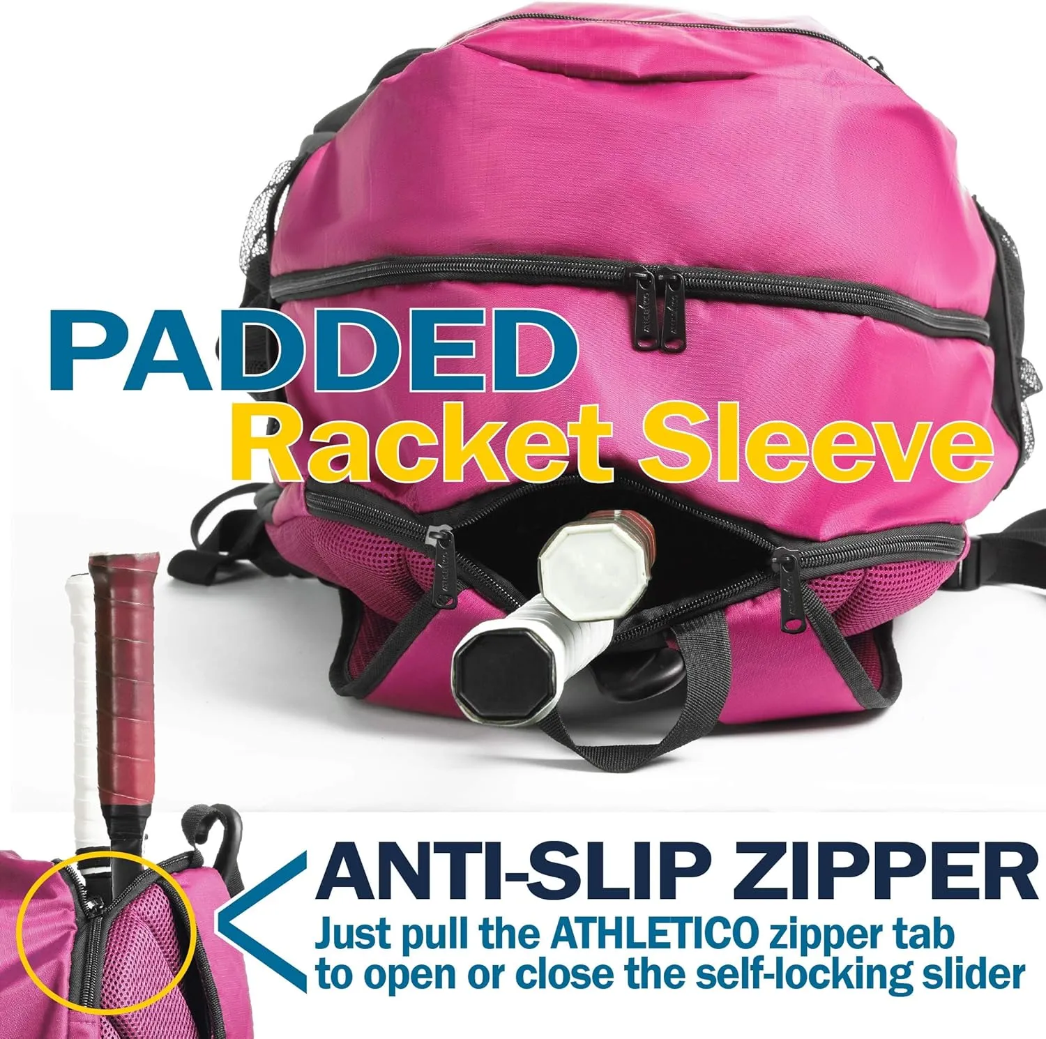 Athletico Premier Tennis Backpack - Tennis Bag Holds 2 Rackets in Padded Compartment | Separate Ventilated Shoe Compartment | Tennis Bags for Men or Women