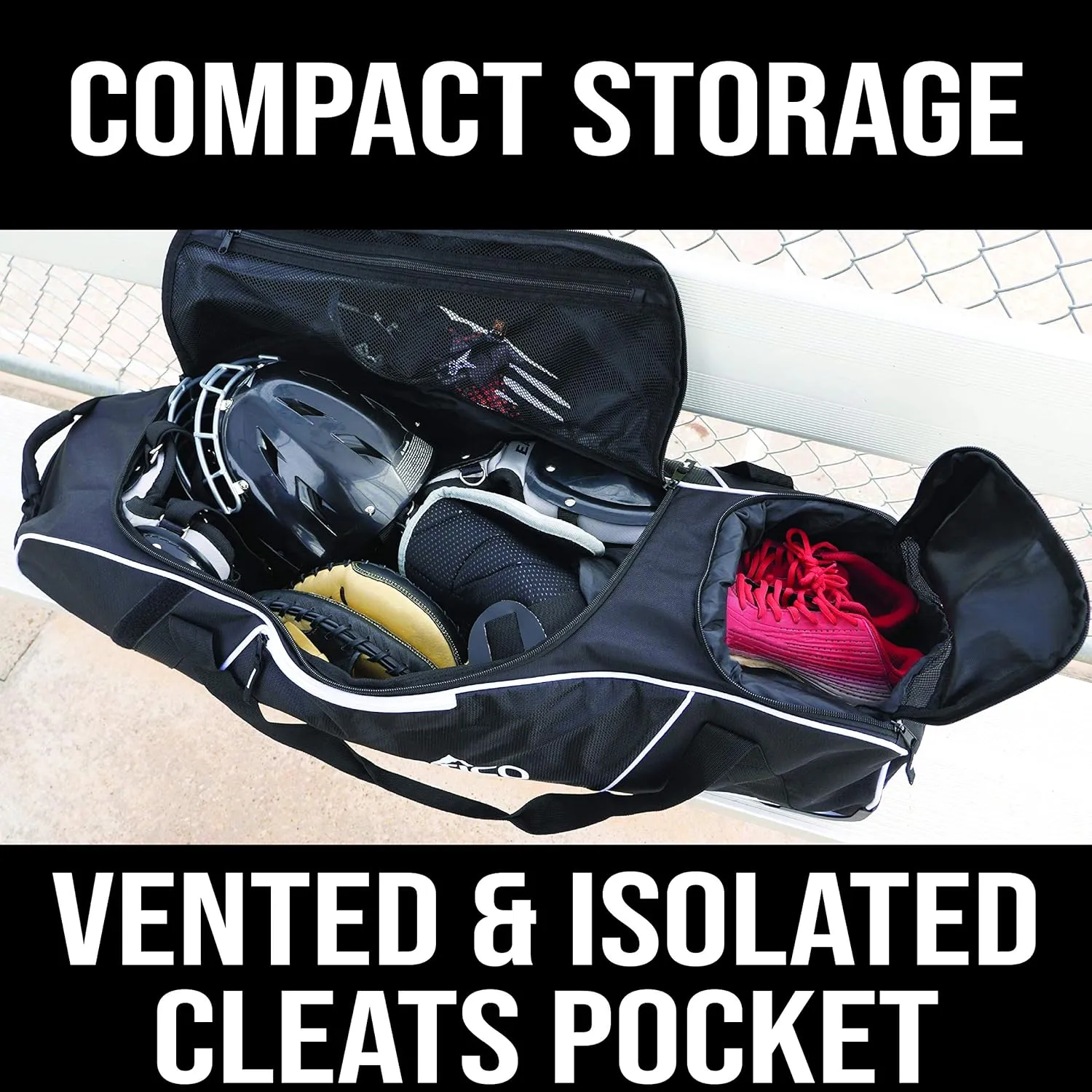Athletico Rolling Bat Bag - Wheeled Bat Bag for Baseball, Softball, T-Ball Equipment for Youth, Kids, and Adults