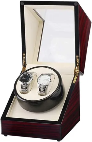 Automatic Watch Winder Box Double Watch Winder Extremely Silent Motor Wood Shell Piano Paint Exterior Fit Lady and Man Watches Red