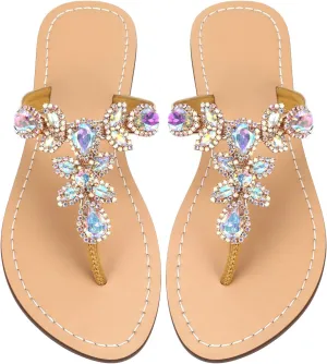 Available in 13 Colors,Rhinestone Sandals,Women's Flat Sandals,Flip Flop,Jeweled Sandals