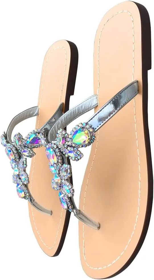 Available in 13 Colors,Rhinestone Sandals,Women's Flat Sandals,Flip Flop,Jeweled Sandals