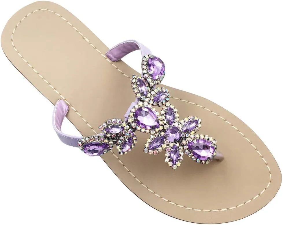 Available in 13 Colors,Rhinestone Sandals,Women's Flat Sandals,Flip Flop,Jeweled Sandals