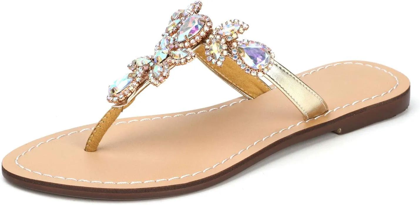 Available in 13 Colors,Rhinestone Sandals,Women's Flat Sandals,Flip Flop,Jeweled Sandals