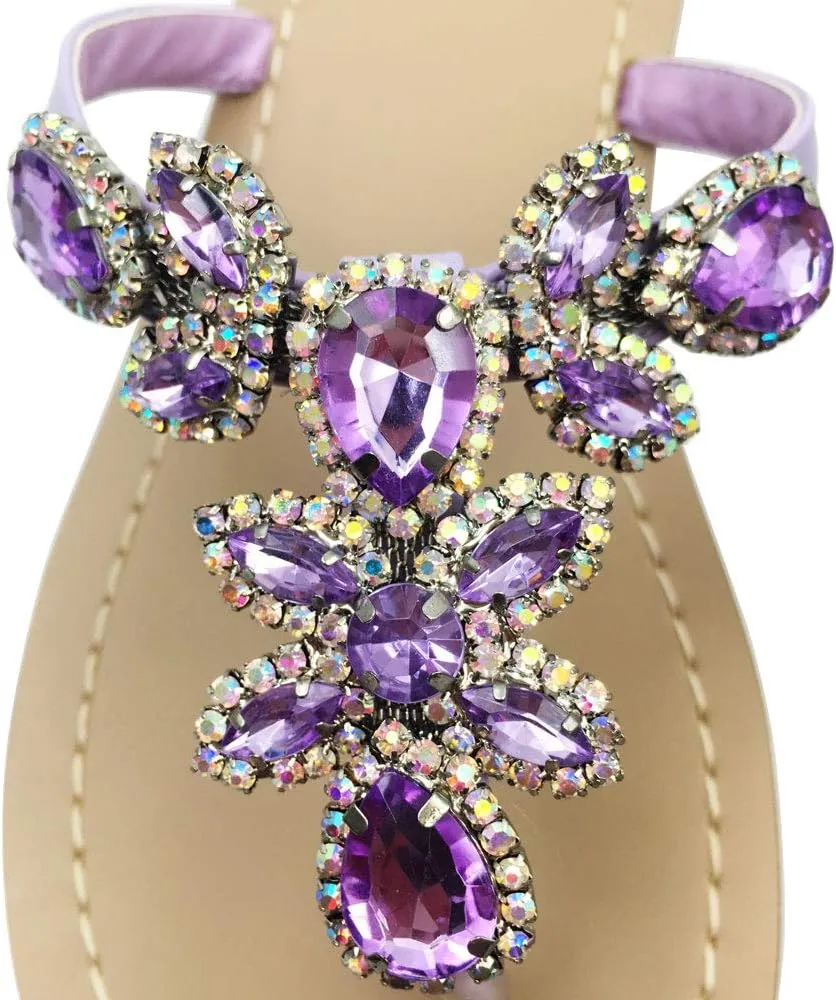 Available in 13 Colors,Rhinestone Sandals,Women's Flat Sandals,Flip Flop,Jeweled Sandals