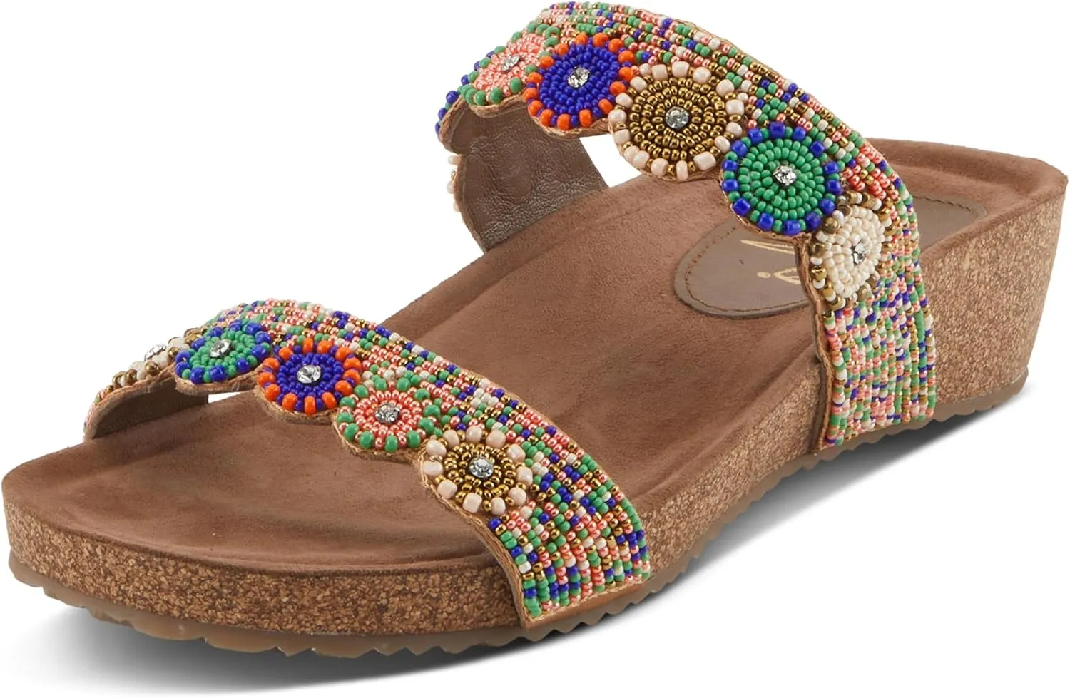 Azura Bahama Slide Sandals | Women's Footwear with Beads, Crystals & Cork Wedge