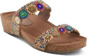 Azura Bahama Slide Sandals | Women's Footwear with Beads, Crystals & Cork Wedge