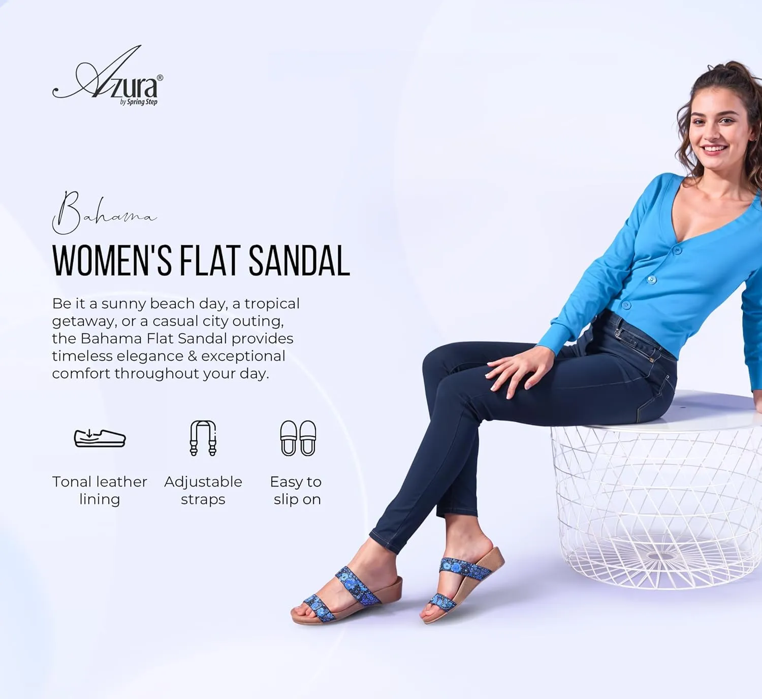 Azura Bahama Slide Sandals | Women's Footwear with Beads, Crystals & Cork Wedge