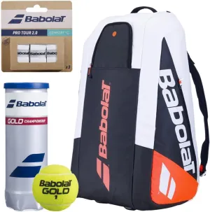 Babolat Pure Strike 4th Gen Racquet Holder x12 Tennis Bag (White/Red) with Optional Accessories