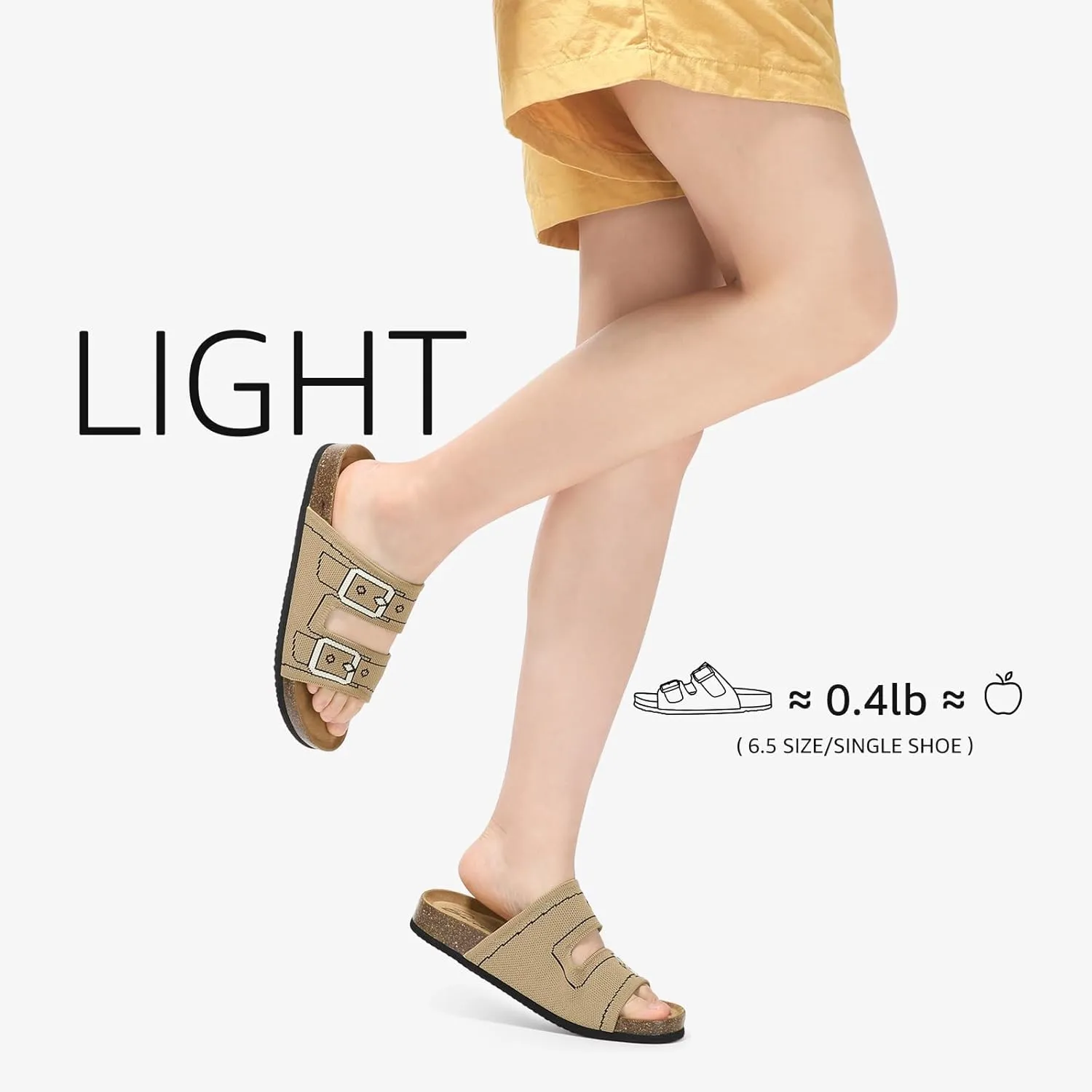 Bacia Womens Slide Sandals with Soft Knit Prints Comfort Low Arch Footbed Sandals