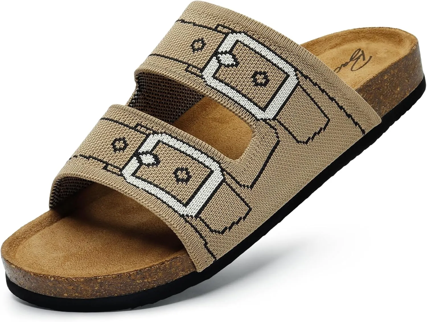 Bacia Womens Slide Sandals with Soft Knit Prints Comfort Low Arch Footbed Sandals
