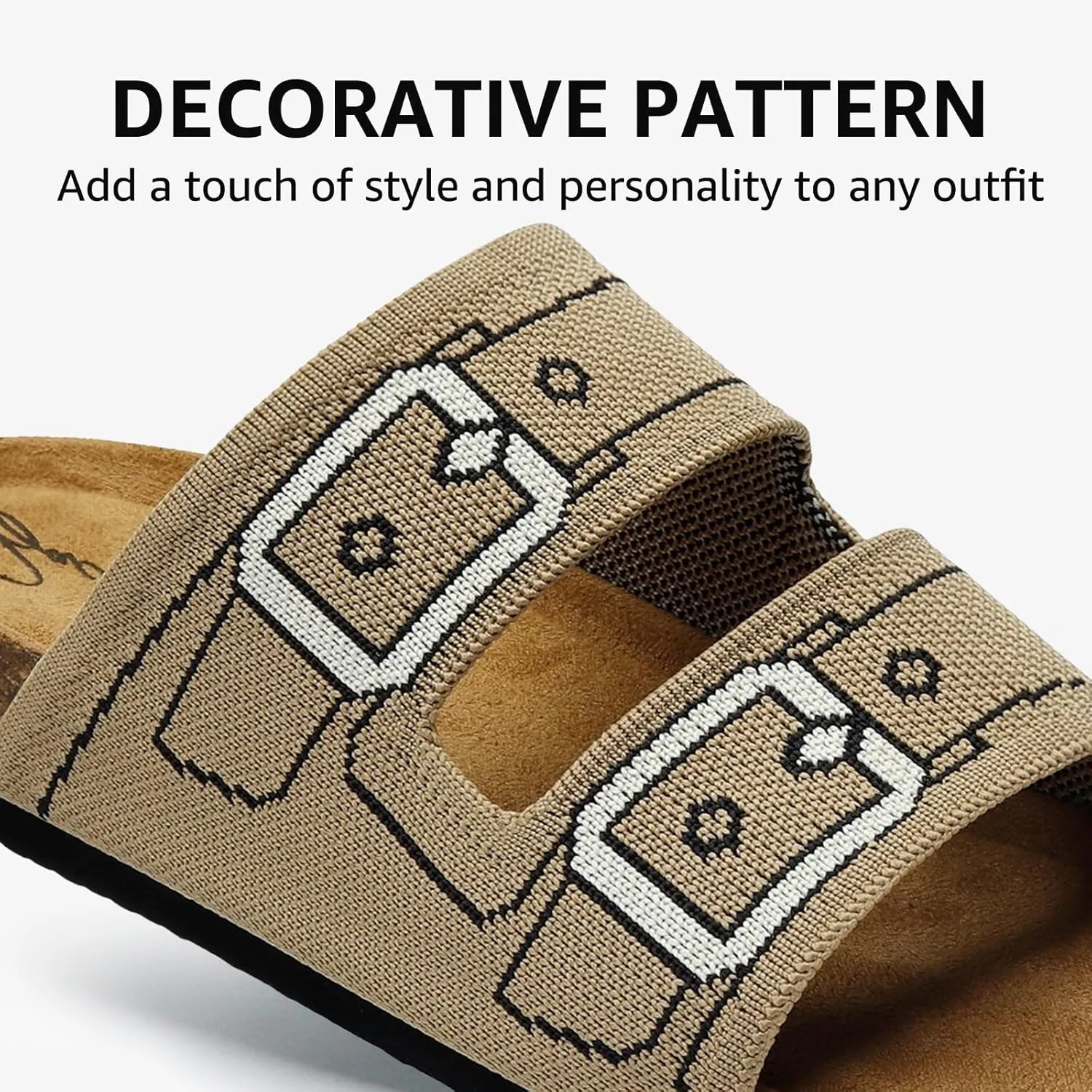 Bacia Womens Slide Sandals with Soft Knit Prints Comfort Low Arch Footbed Sandals