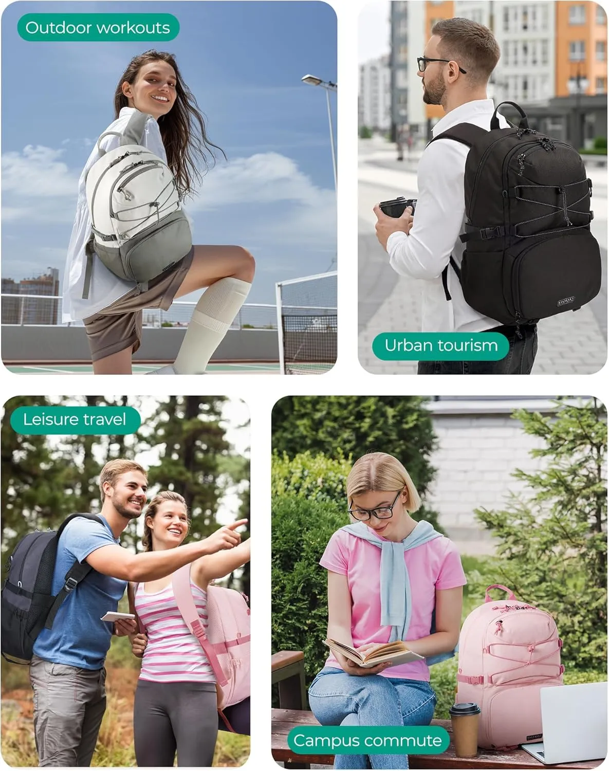 BAGSMART Gym Backpack with Shoes Compartment, Travel Backpack for Men Women, Stylish Workout Sport Bag for Yoga, Casual Weekender Carry On for Flight, College, Outdoor, Black