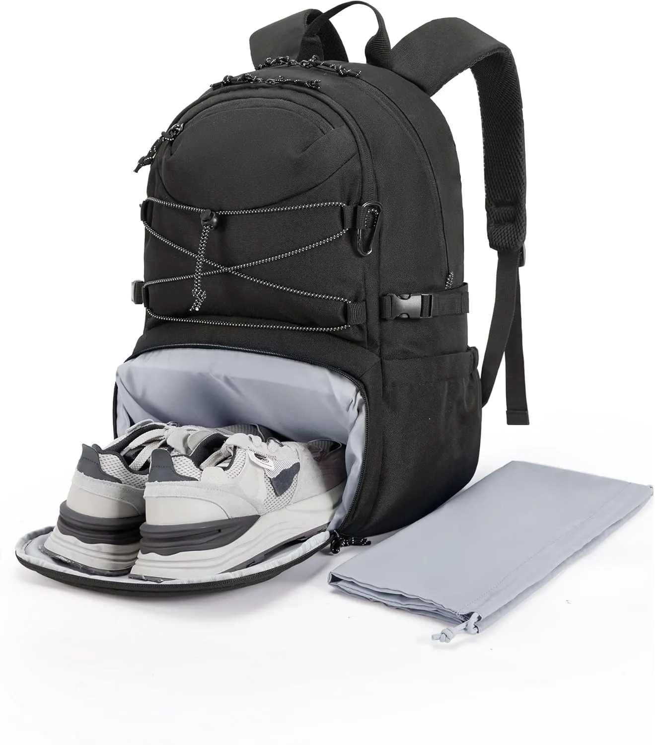 BAGSMART Gym Backpack with Shoes Compartment, Travel Backpack for Men Women, Stylish Workout Sport Bag for Yoga, Casual Weekender Carry On for Flight, College, Outdoor, Black