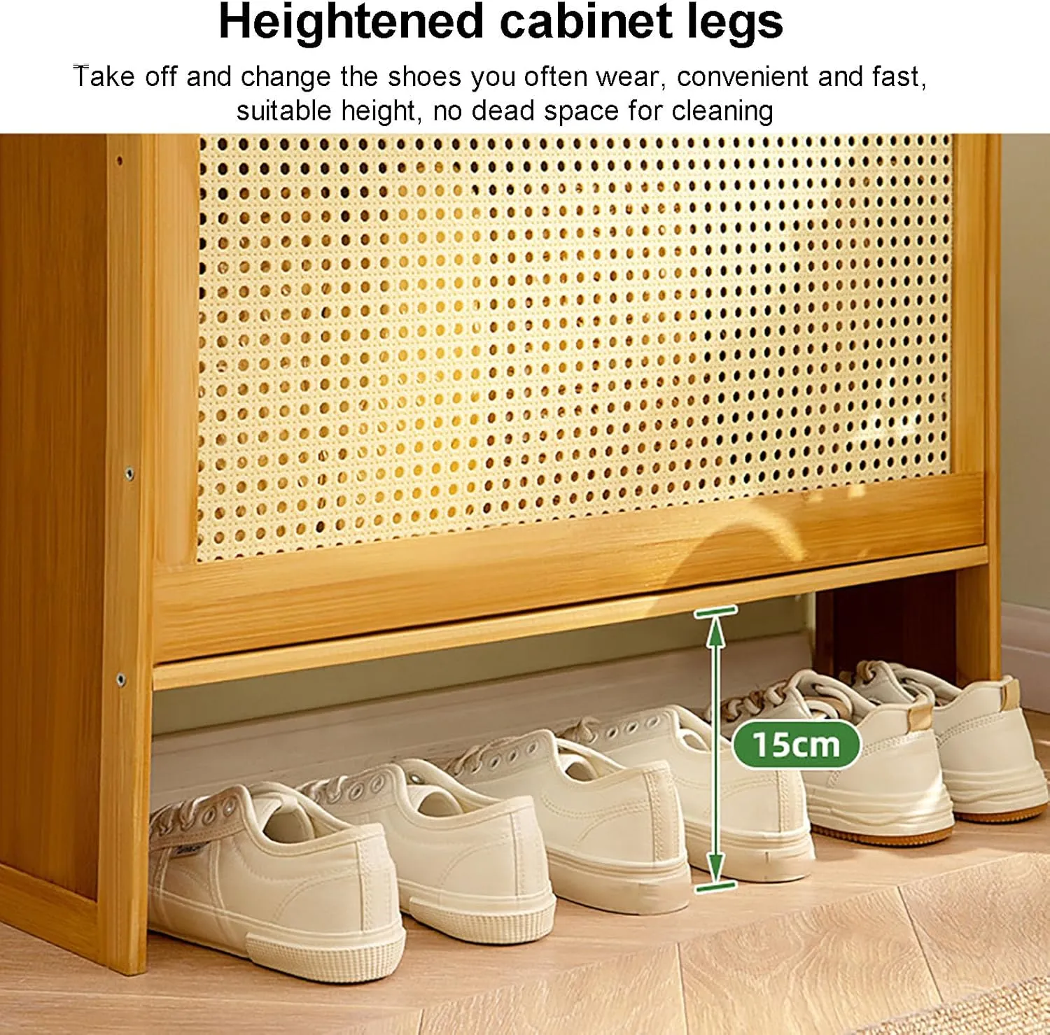 Bamboo Shoe Cabinet nizer with Flip up Doors Free Standing Shoe Rack for Boots Heels and Slippers Slim Shoe Storage for Entryway Hallway Living Room 50x17x87cm (Walnut)
