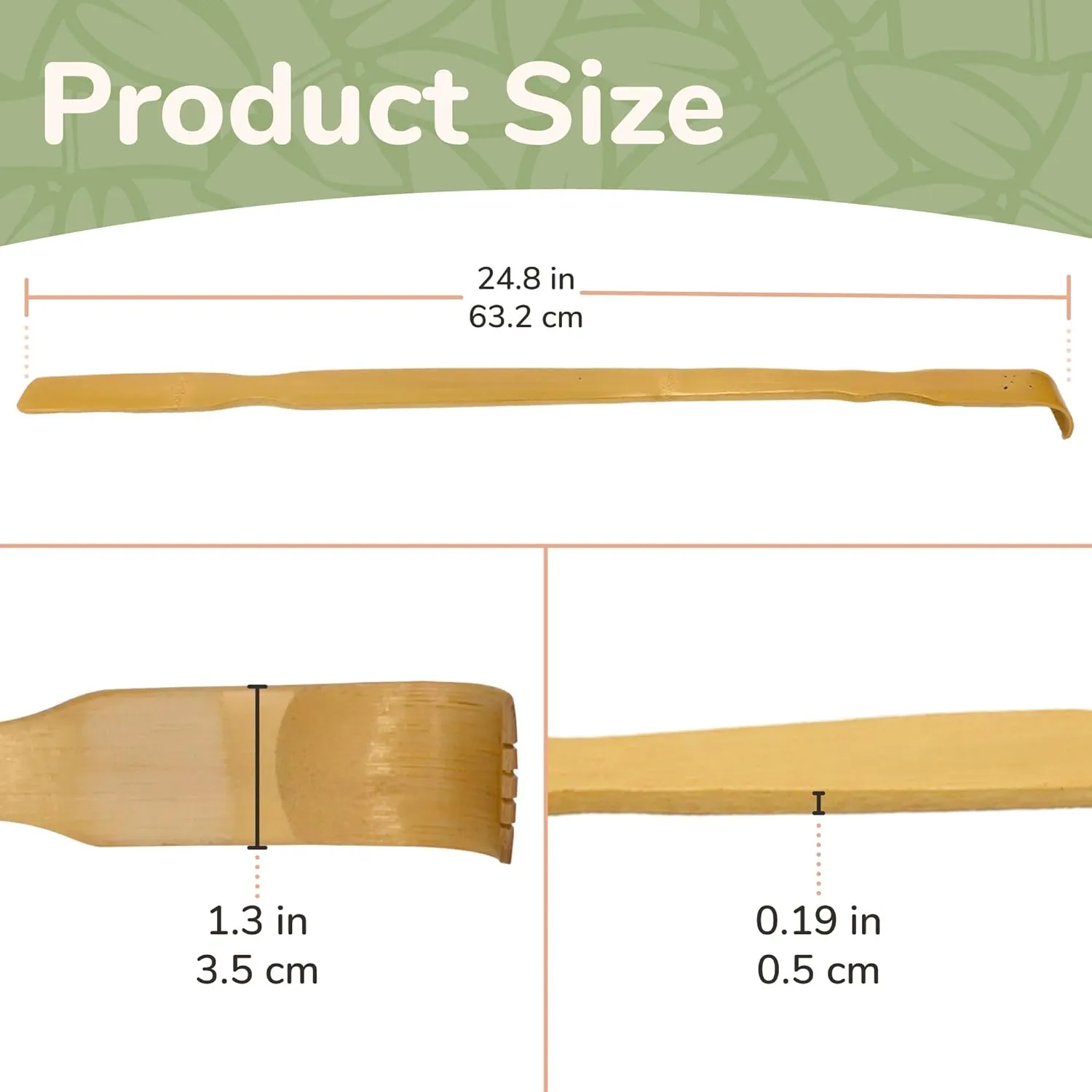BambooMN 25 Inch Bamboo Wooden Back Scratchers Shoe Horn for Itchy Stress Relief, 6 Pieces