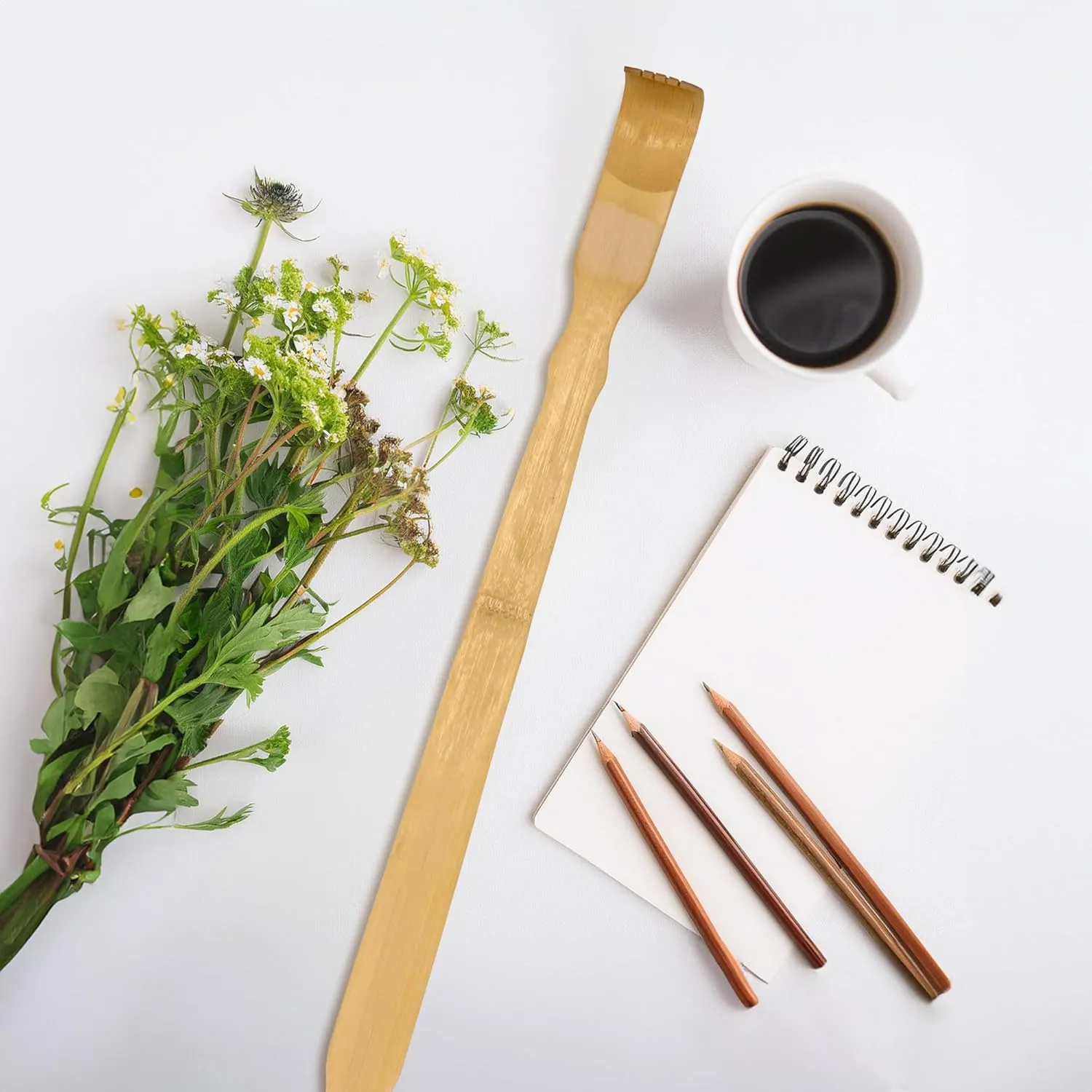 BambooMN 25 Inch Bamboo Wooden Back Scratchers Shoe Horn for Itchy Stress Relief, 6 Pieces