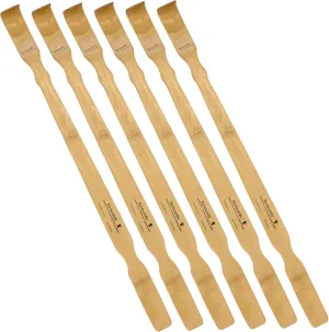 BambooMN 25 Inch Bamboo Wooden Back Scratchers Shoe Horn for Itchy Stress Relief, 6 Pieces