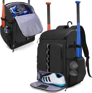 Baseball Backpack Holds Up to 4 Bats, Softball Bat Bag with Separate Shoe Space and Multiple Pockets for Essentials