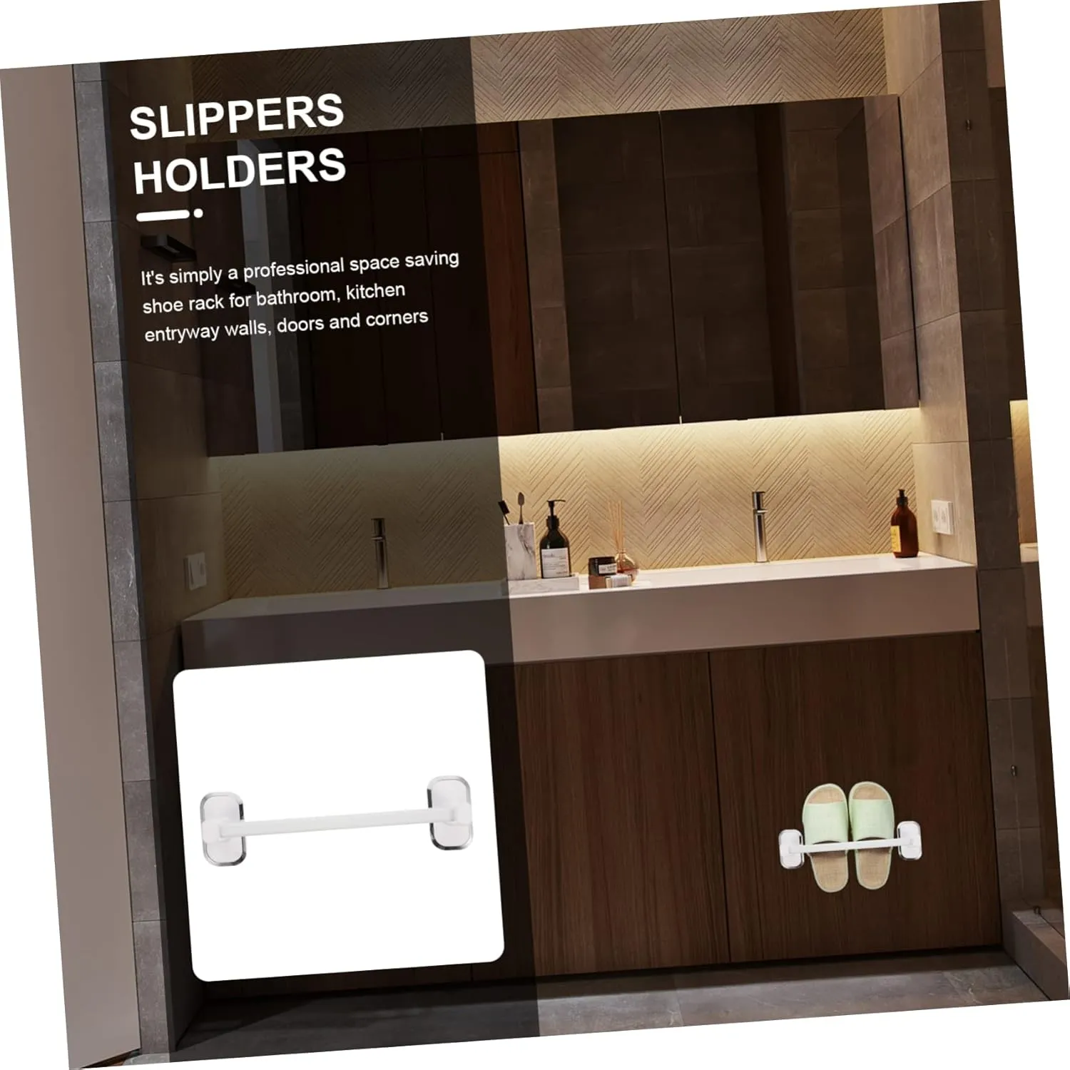 Bathroom Towel Rack Shoe Holder Wall-Mounted Storage No Hole Needed Ventilated